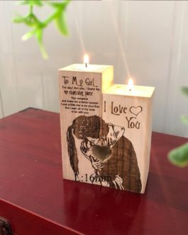 Heart-shaped Wooden Couple Candle Holder