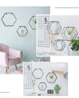 Iron Hexagonal Grid Wall Shelf